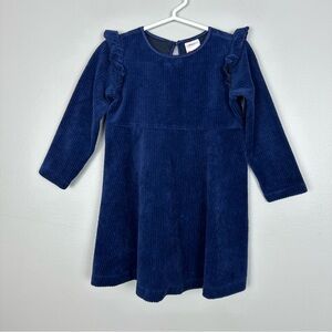 Hanna Andersson Dress Holiday Toddler Girl Size 3T Navy Corduroy Ruffle XMAS